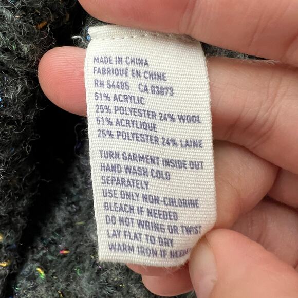 American Eagle Outfitters AEO LARGE Gray Wool Blend Sweater Fitted Knit - Picture 8 of 8